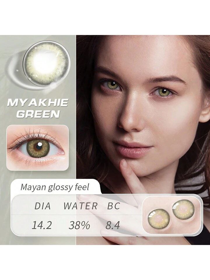 1 Pair Natural Color Soft Contact Lens for Eyes Lenses Yearly Use 14.2mm Green