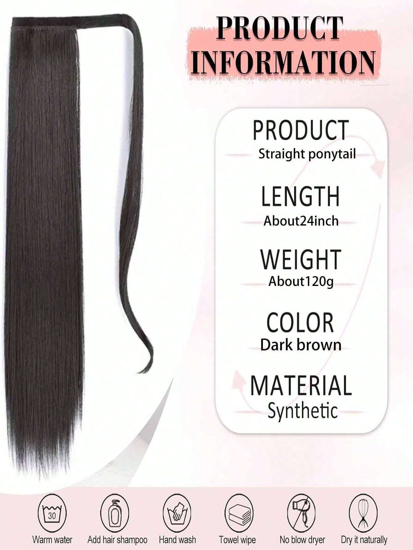 26Inch Long Wrap-Around Synthetic Hair Extension Ponytail