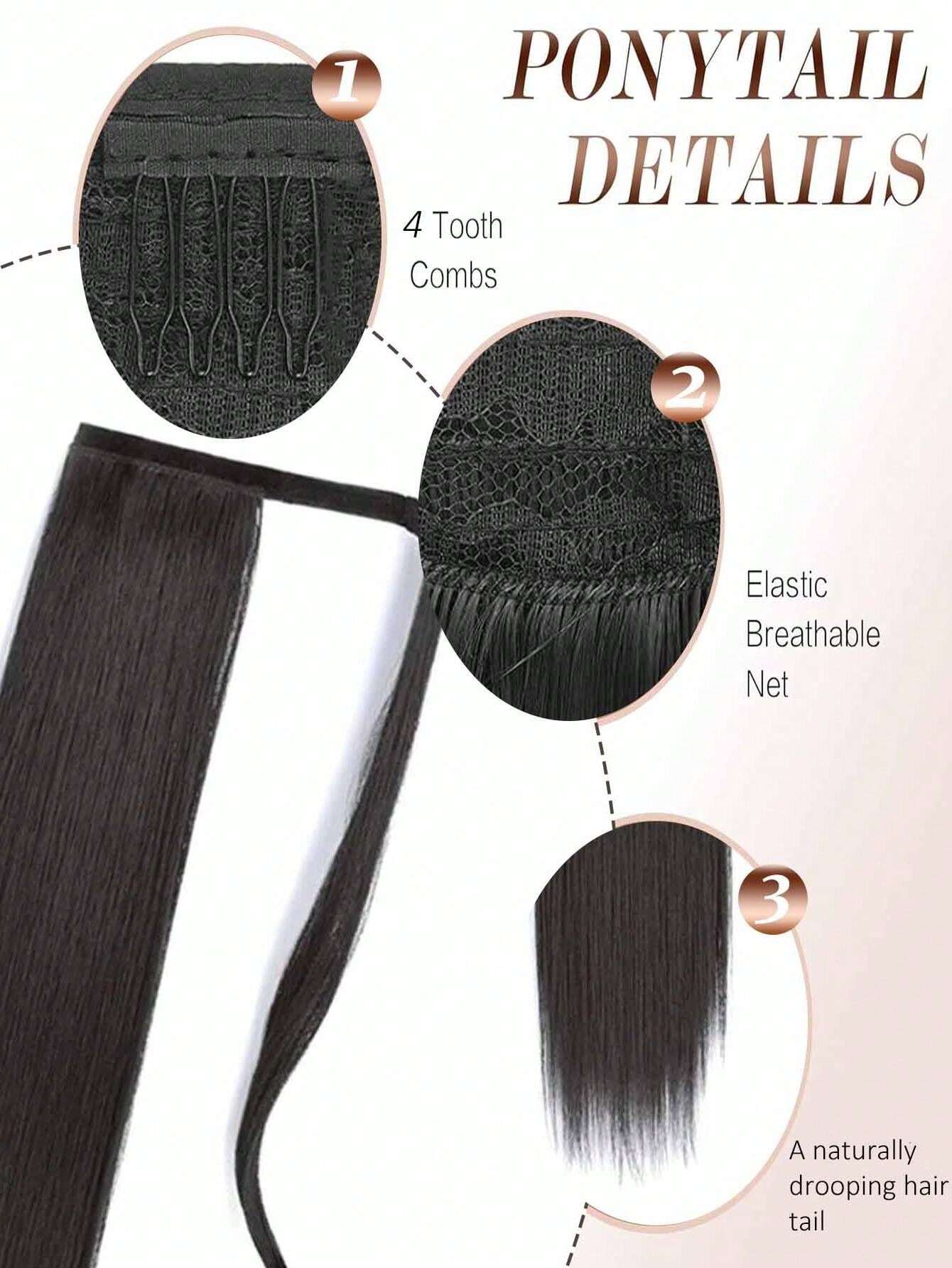 26Inch Long Wrap-Around Synthetic Hair Extension Ponytail