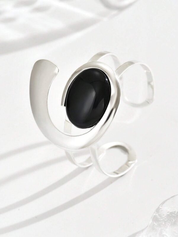 1PC Fashion Exaggerated Design Sense Geometric Metal Style Minimalist Open Bracelet Suitable Silver