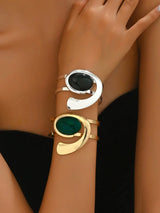 1PC Fashion Exaggerated Design Sense Geometric Metal Style Minimalist Open Bracelet Suitable Silver