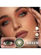 1 Pair Colorful Green Natural Looking Disposable Contact Lenses