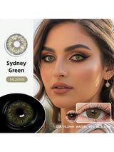 1 Pair Of Natural Green Soft Contact Lenses, Yearly Replacement, 14.5mm Diameter