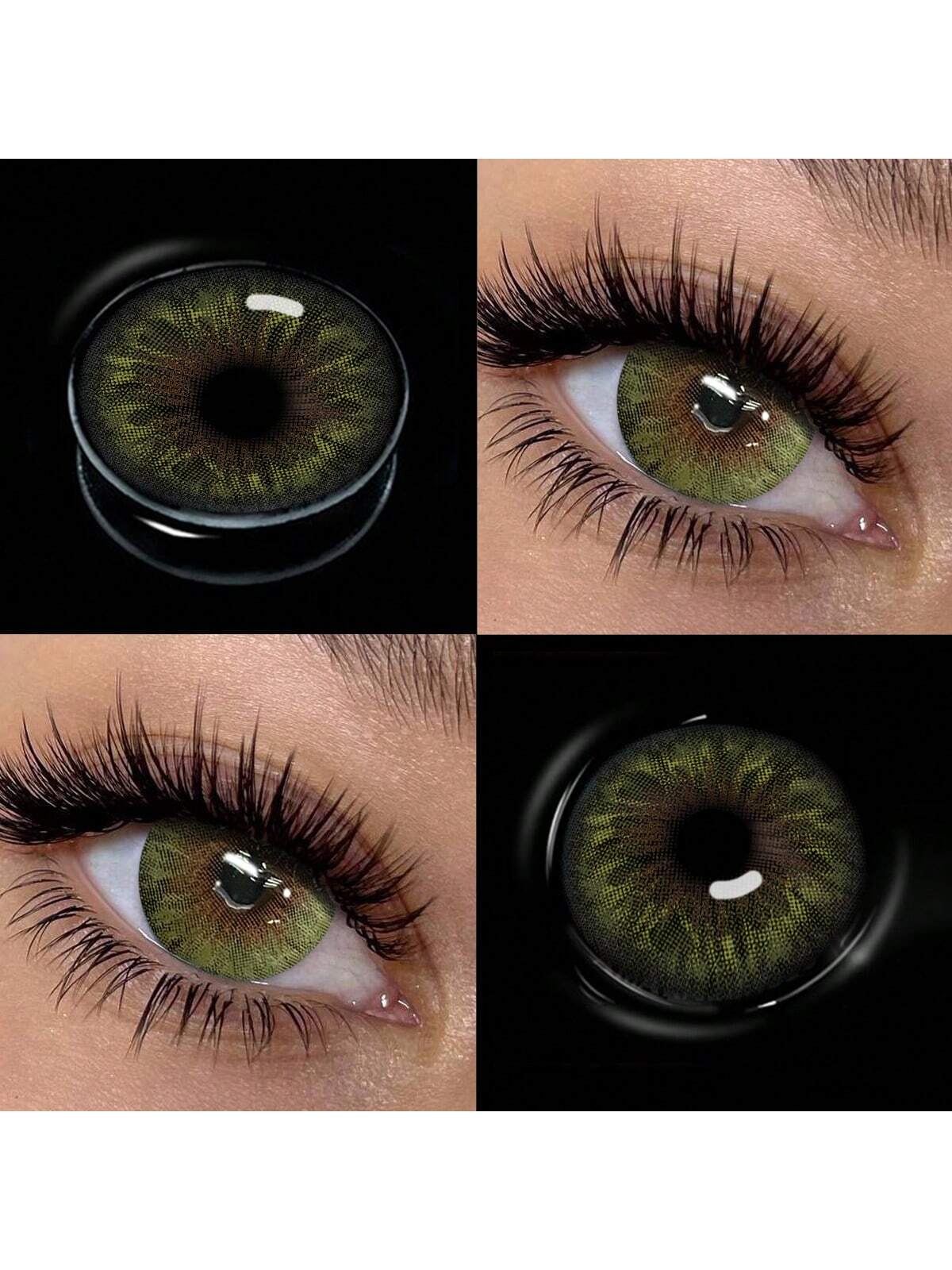 1 Pair Of Natural Green Soft Contact Lenses, Yearly Replacement, 14.5mm Diameter