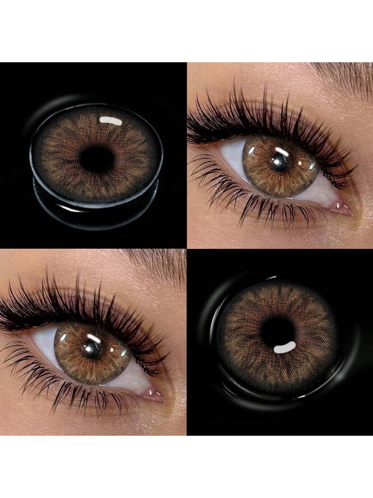 1 Pair Of Natural Brown Soft Contact Lenses, Yearly Replacement, 14.5mm Diameter