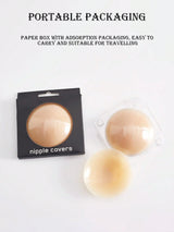 1 Pair Reusable Solid Color Nipple Covers With Storage Box, 8cm Thin Invisible Bra Pasties Suitable