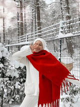 1 Women'solid Color Mohair Scarf Female Autumn Winter