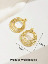 1pair Fashionable Stainless Steel 3-Hoop Circle Stud Earrings