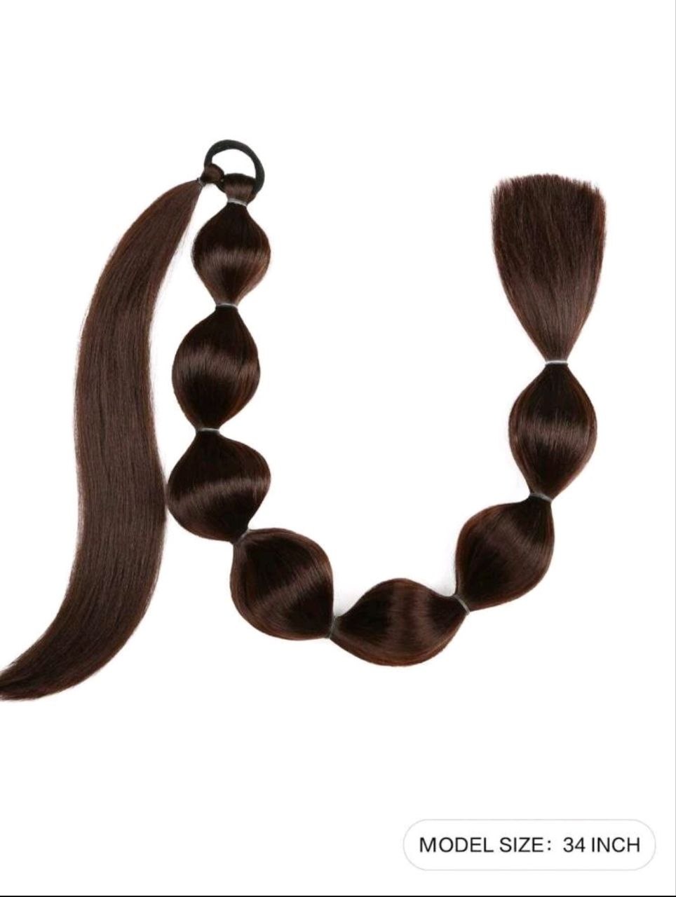 1pc Black Long Bubble Ponytail Wig, For Women, 28 Inch