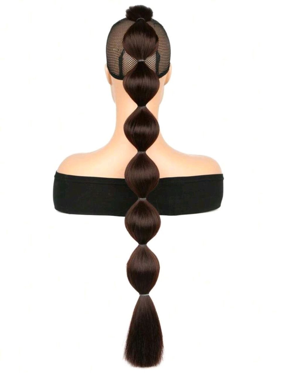 1pc Black Long Bubble Ponytail Wig, For Women, 28 Inch