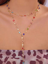 1pc Fashionable Colorful Tassel Necklace, Unique Y-Shaped Necklace