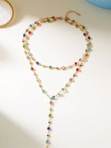 1pc Fashionable Colorful Tassel Necklace, Unique Y-Shaped Necklace