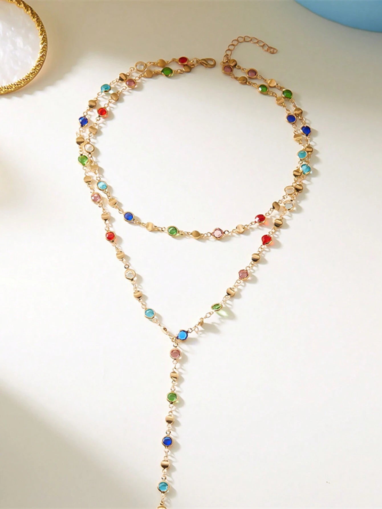 1pc Fashionable Colorful Tassel Necklace, Unique Y-Shaped Necklace