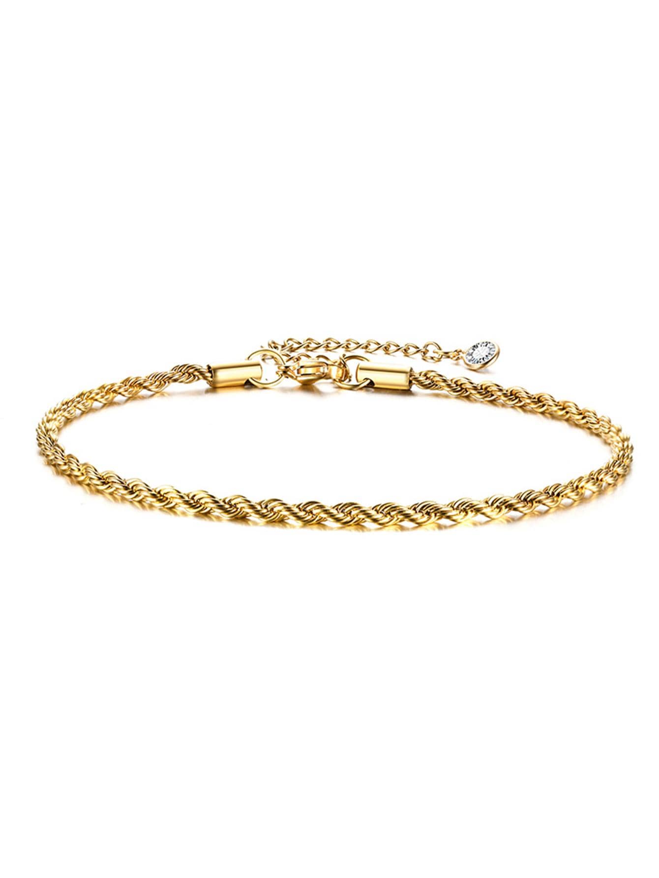 1pc Fashionable Stainless Steel Twist Design Anklet
