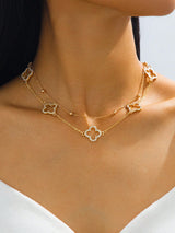 1pc Luxurious Hollow Clover Pendant Necklace For Women