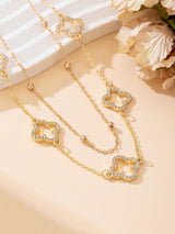 1pc Luxurious Hollow Clover Pendant Necklace For Women