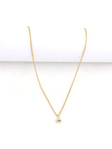 1pc New Fashion Colorful Pave Zirconia Eye Pendant Golden Stainless Steel Chain Necklace