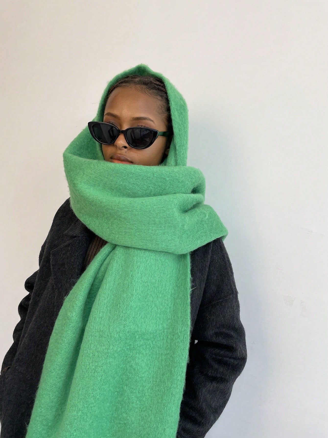 1pc Women's Fuzzy Long Scarf With Tassel For Winter