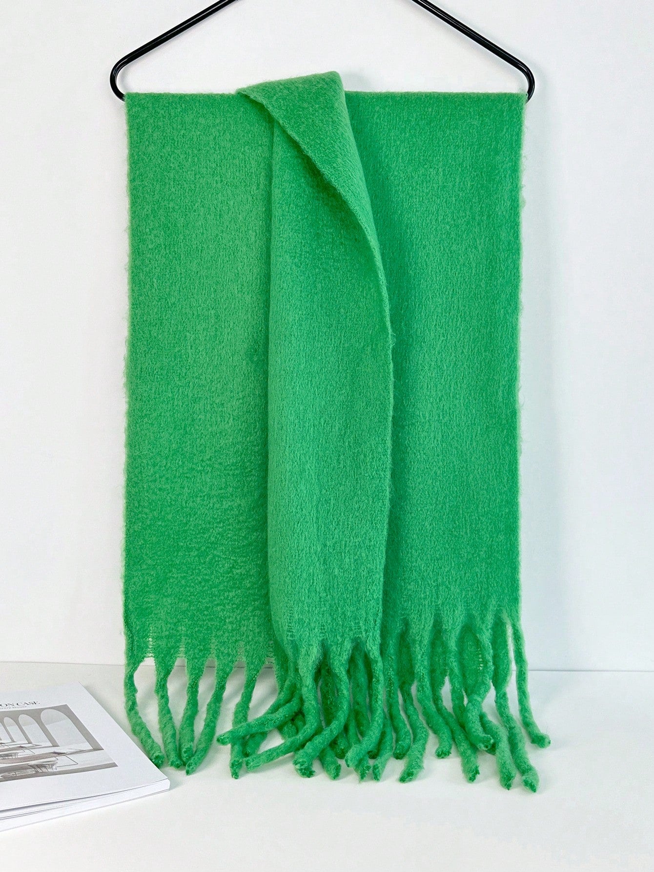 1pc Women's Fuzzy Long Scarf With Tassel For Winter