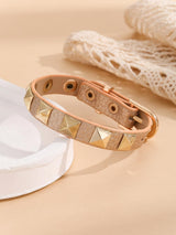1pc Women's Rocker Pu Leather Triangle Rivet Motorcyle Bracelet
