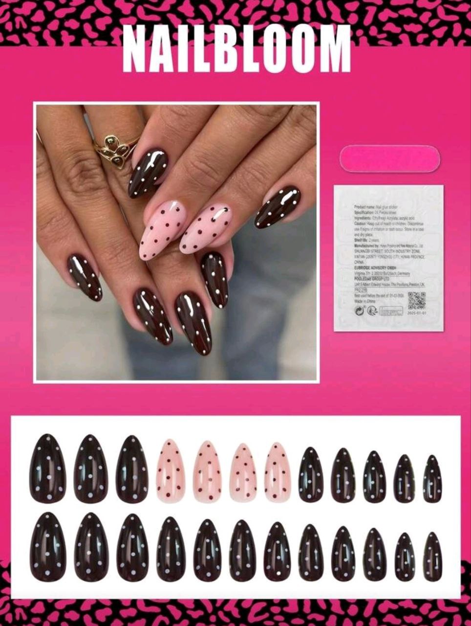 24pcs Medium Oval Nude Pink Nail Stickers