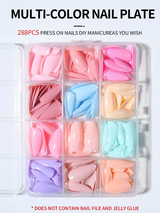 288pcs (12 Mixed Designs) Almond-Shaped
