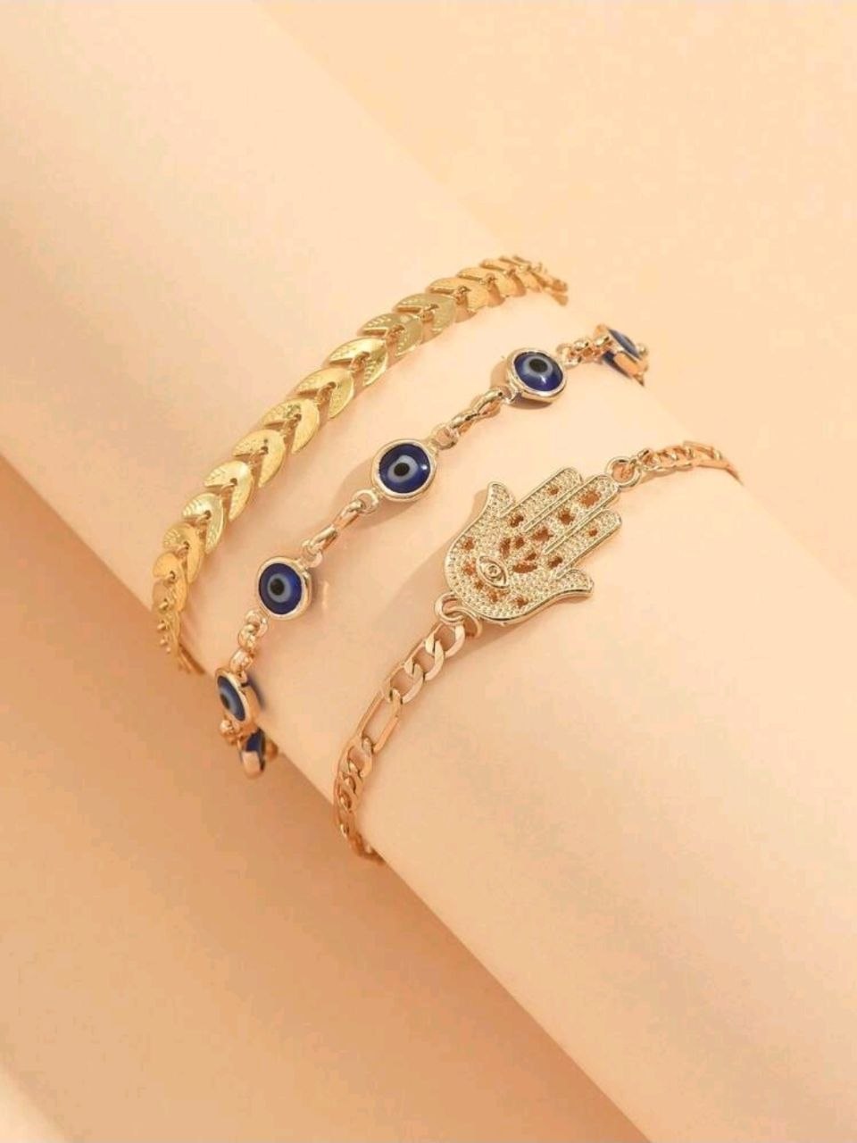 3pcs/Set Mysterious Metal Alloy Buddha's Hand Decor Anklet