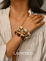 3pcs Vintage Multi-Layer Brown Acrylic Beaded Bracelet