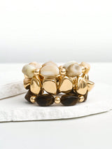 3pcs Vintage Multi-Layer Brown Acrylic Beaded Bracelet