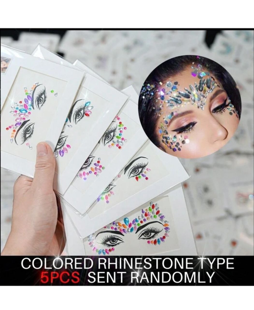 5 Sets Face Jewels Stickers Face Gems Glitter Mermaid Face Crystal Mix Styles Face Jewels Crystal Stickers Set