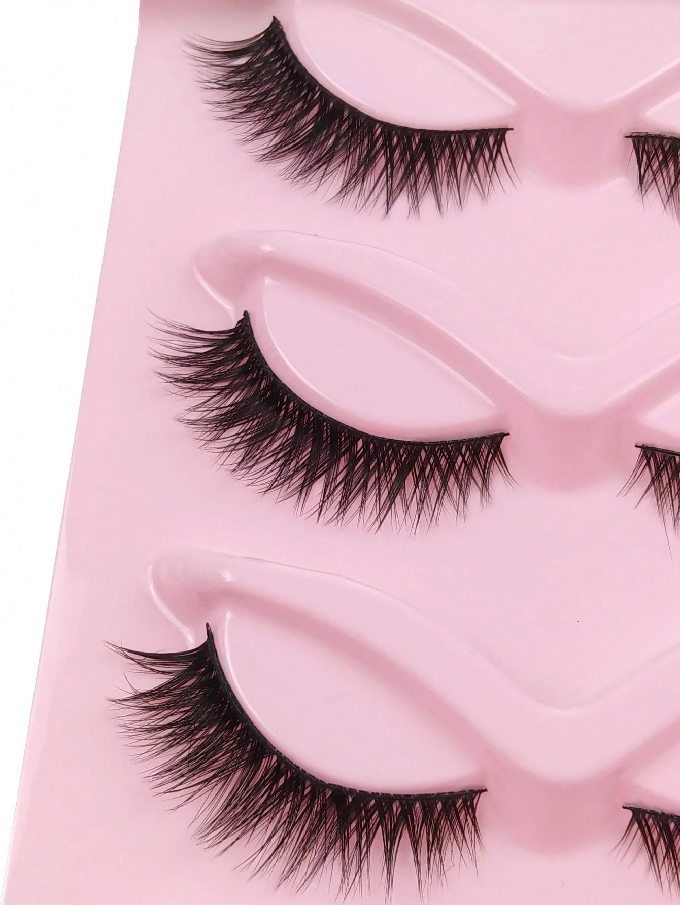 5 Pairs False Eyelashes Striped Fluffy Cat Eye Lashes, C Curl Natural Look