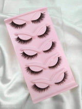 5 Pairs False Eyelashes Striped Fluffy Cat Eye Lashes, C Curl Natural Look