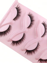 5 Pairs False Eyelashes Striped Fluffy Cat Eye Lashes, C Curl Natural Look