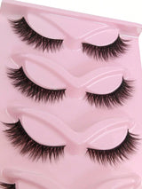 5 Pairs False Eyelashes Striped Fluffy Cat Eye Lashes, C Curl Natural Look