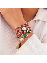 5pcs Christmas Santa Claus &amp; Snowflake Shaped Pendant Braided Bracelet