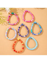 7pcs/Set Fashionable Minimalist Floral Soft Clay Bohemian Style Bracelet Set