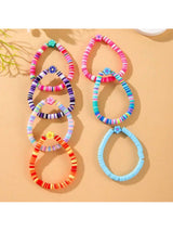 7pcs/Set Fashionable Minimalist Floral Soft Clay Bohemian Style Bracelet Set