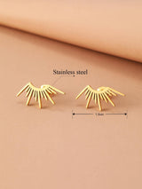 Aomogo Stainless Steel Earrings Delicate Half Circle Sun Design Fashion Gothic Stud Earrings
