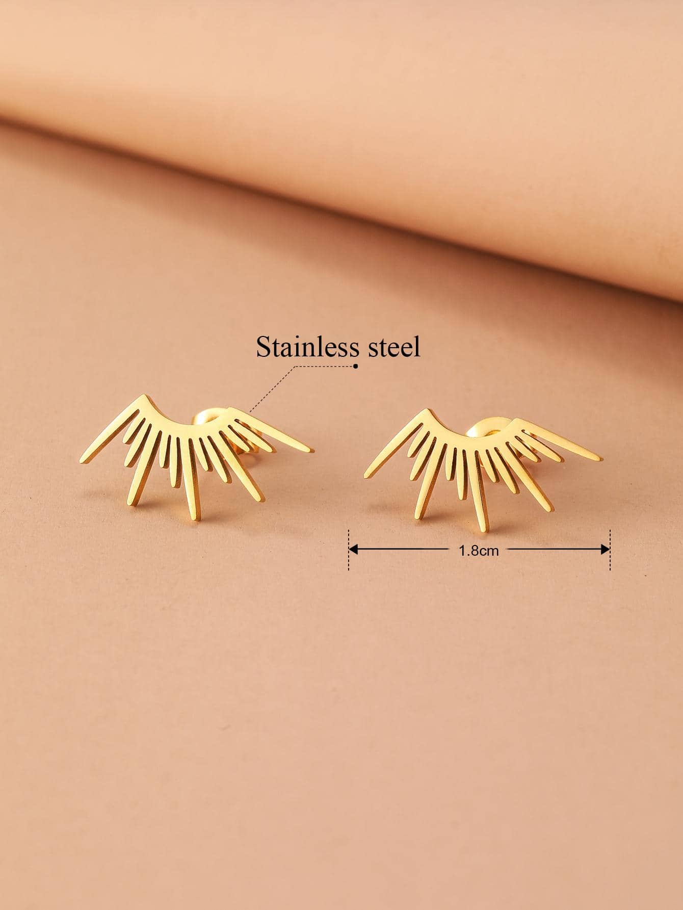 Aomogo Stainless Steel Earrings Delicate Half Circle Sun Design Fashion Gothic Stud Earrings