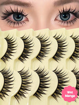 Asiteo 5 Pairs Anime Spiked False Eyelashes - Natural Thin Fake Lashes