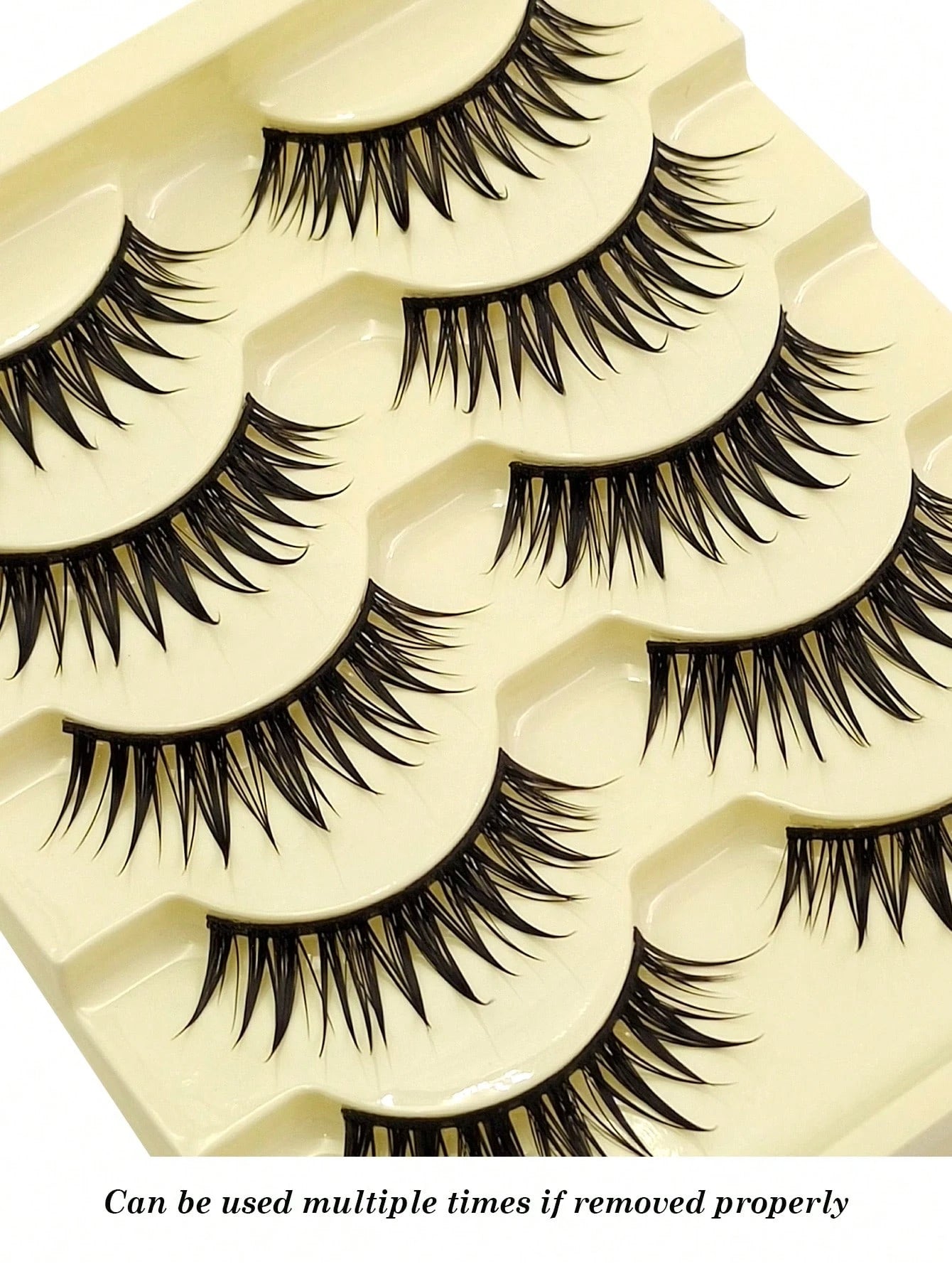Asiteo 5 Pairs Anime Spiked False Eyelashes - Natural Thin Fake Lashes