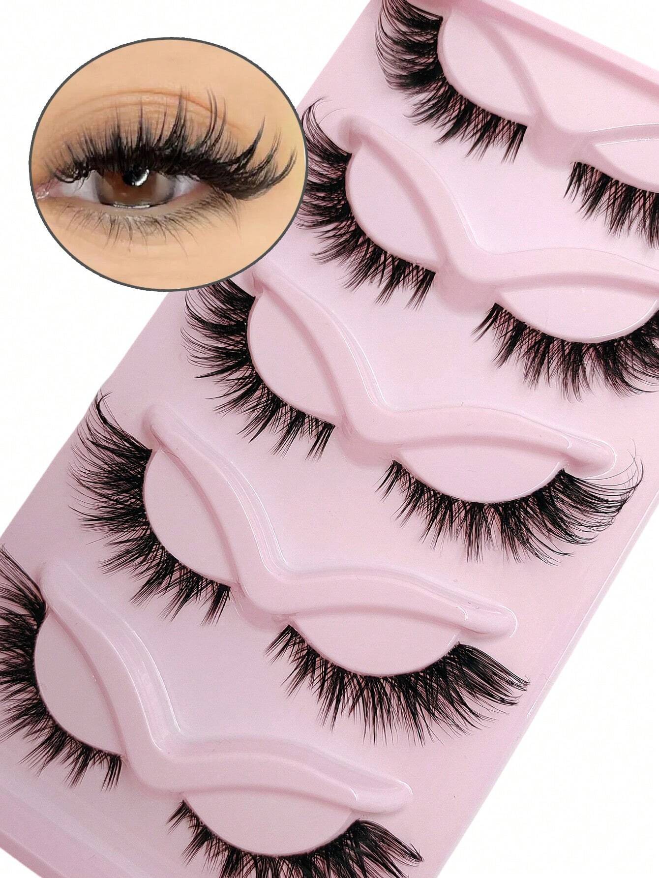 Asiteo 5 Pairs Cat Eye False Eyelashes