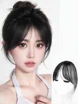 Center Part Bangs Synthetic Wig With Fringe, Simple Basic Style Brown and Black