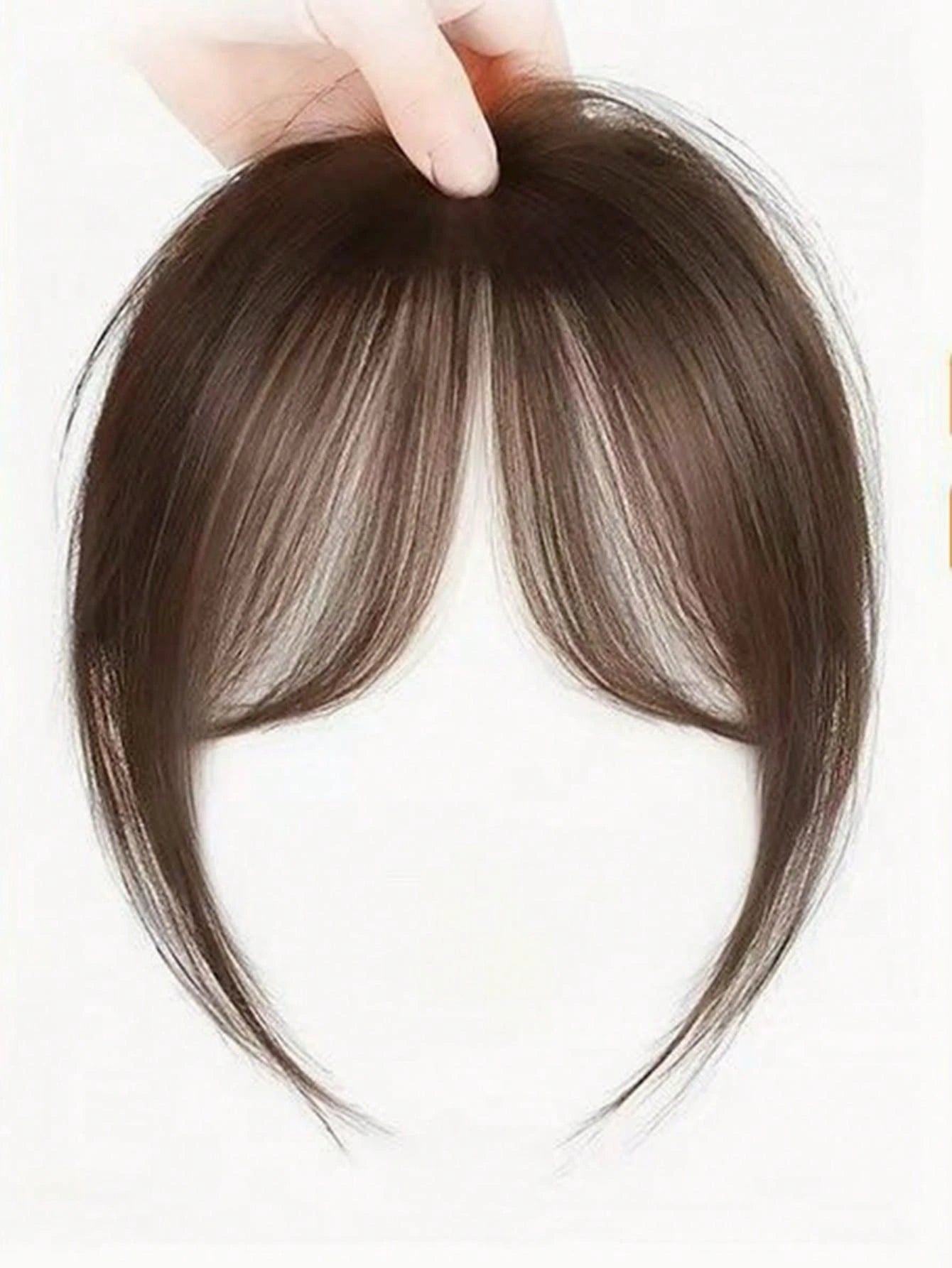 Center Part Bangs Synthetic Wig With Fringe, Simple Basic Style Brown and Black