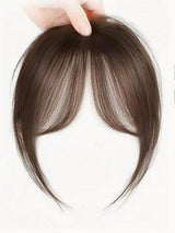 Center Part Bangs Synthetic Wig With Fringe, Simple Basic Style Brown and Black