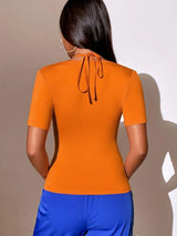 Cut Out Tie Back Crop Tee