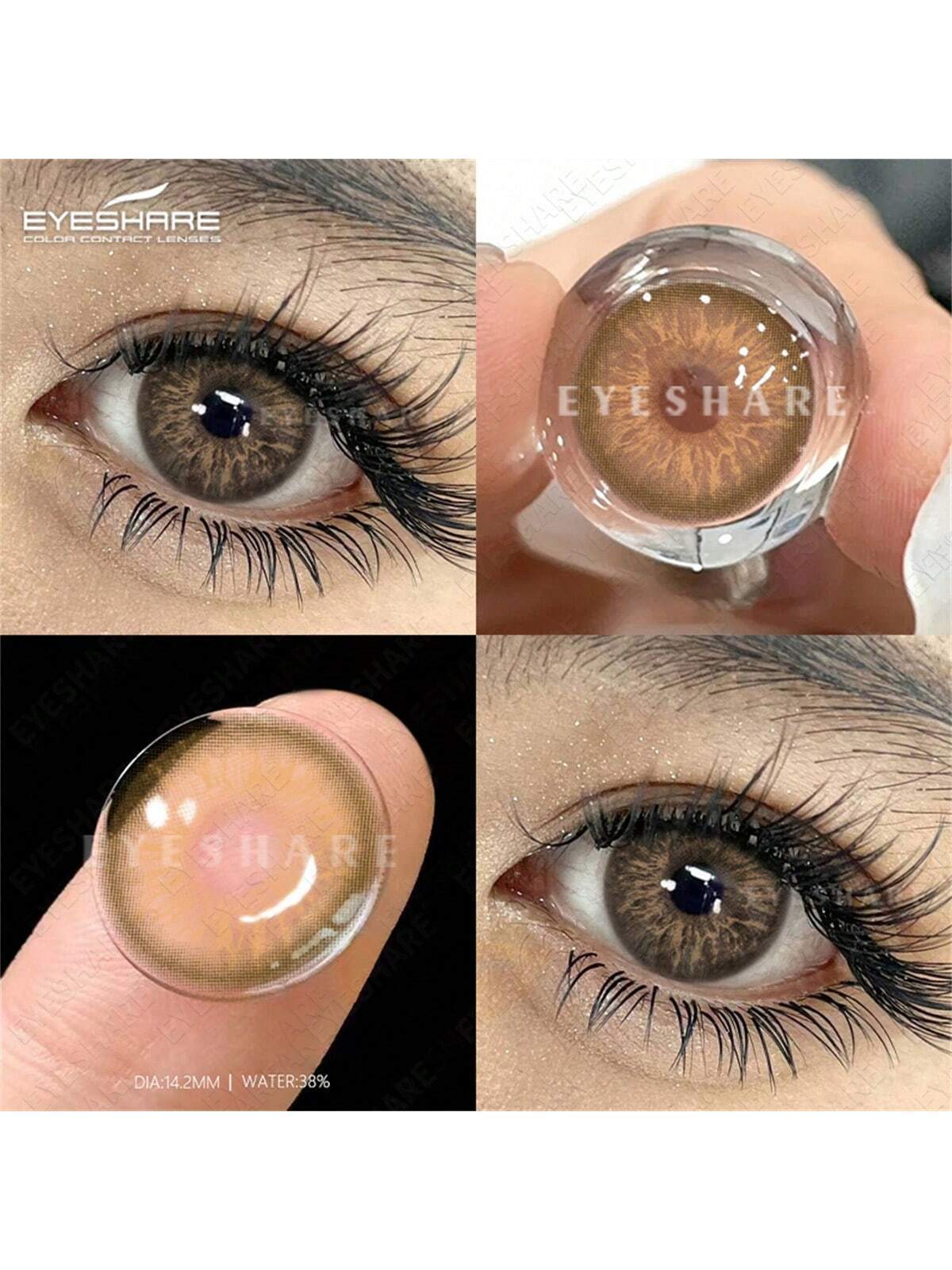 EYESHARE 2pcs Brown Color Contact Lenses Eye Makeup Soft Contact Lenses Annual