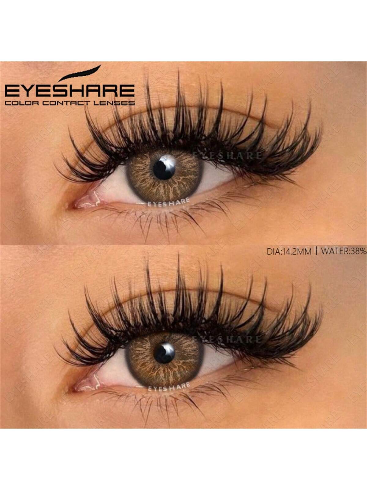 EYESHARE 2pcs Brown Color Contact Lenses Eye Makeup Soft Contact Lenses Annual