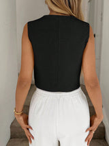 Easowa Black Vest Thin Jacket, Women Office Wear Blouse
