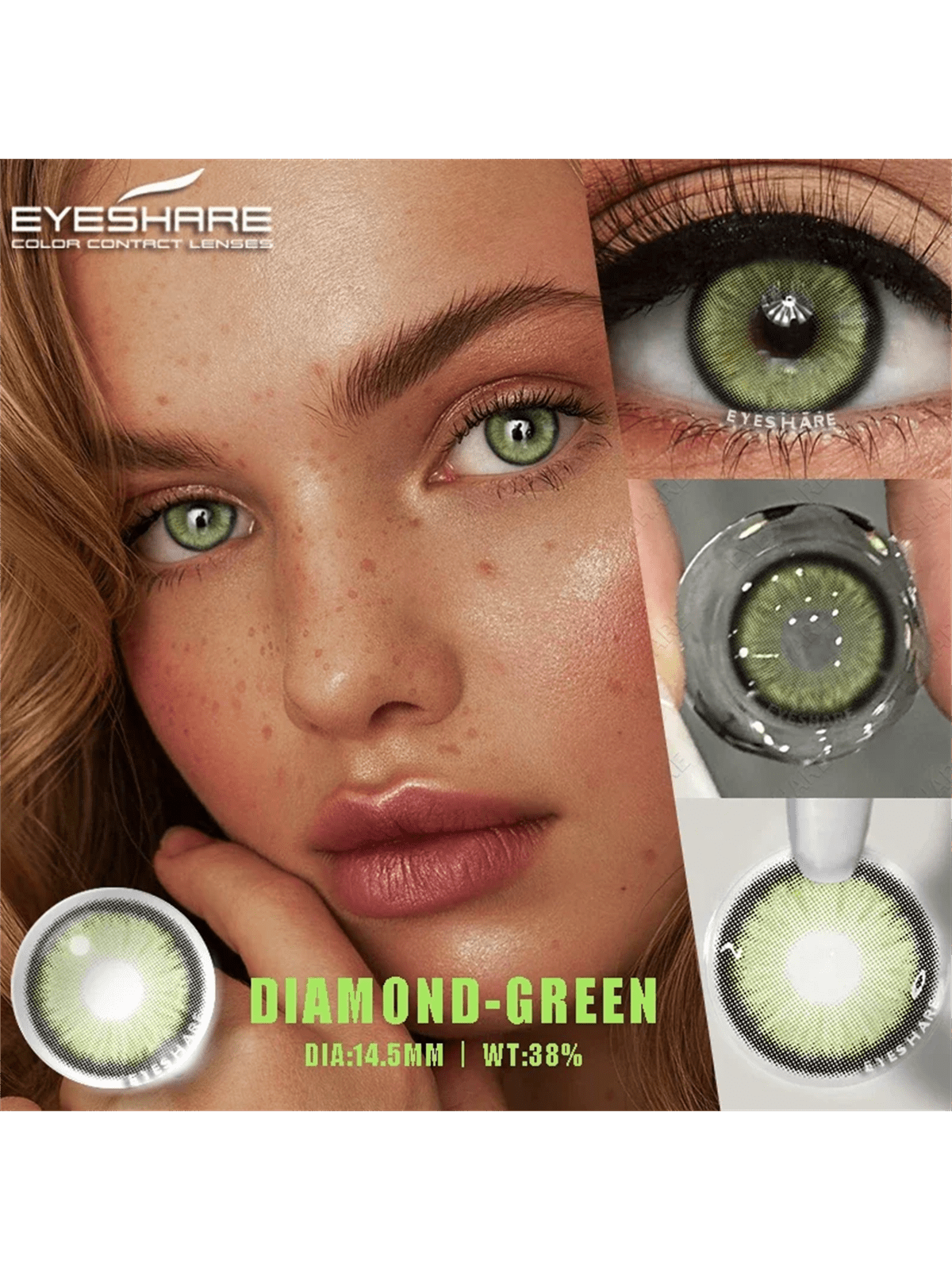 Green Eye Enlargement Contact Lenses 1 Pack Hema Natural Annual Disposable Large Diameter Color Contact Lenses Suitable For Dating Or Daily Wear